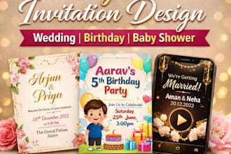 design digital wedding and birthday invitation cards