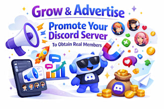 grow and advertise  promote your discord server to obtain real members