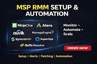 setup msp rmm ninjaone auvik manageengine atera gotoresolve syncromsp superops