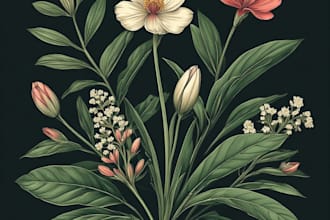 craft a beautiful botanical or floral illustration