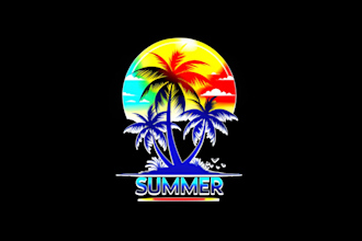 design trendy summer vibe t shirt graphics with sunset and palm trees