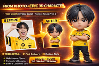 create a stylized 3d character sculpt from your photo