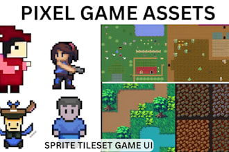 pixel art character design pixel art tileset, game assets sprite sheet, tilemap
