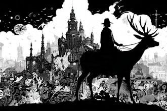 draw unique black and white illustration