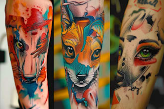 design a bold custom color tattoo artwork