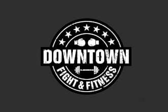design monogram classic fight and fitness logo