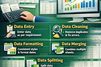 clean, format, merge, split excel data