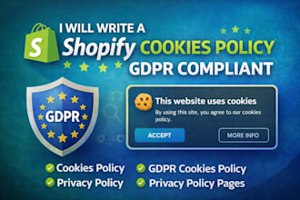 write gdpr compliant privacy policy, cookies policy for shopify store