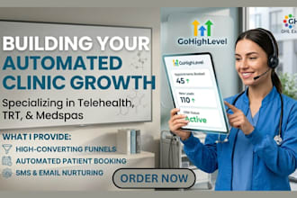 build gohighlevel telehealth or health clinic websites with CRM automation