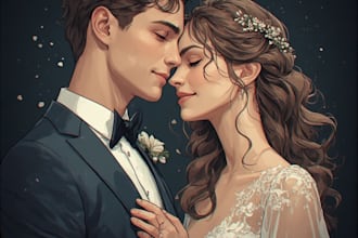 illustrate a romantic couple portrait