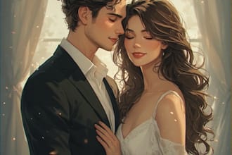create your romantic couple portrait illustration