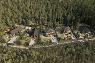 aerial view townhouse village,residential site masterplan,gated community render