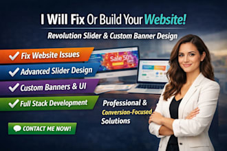 fix build website revolution slider full stack developer custom banner design