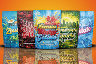 create premium cannabis mylar bag and label packaging design