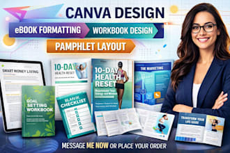 canva ebook design, ebook formating, workbook design, pamphlet and layout design
