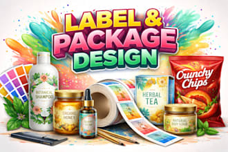 design product packaging, product label design courier shipping box label pouch