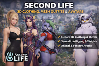 second life model 3d clothing mesh 3d outfits second life rigging animal avatar