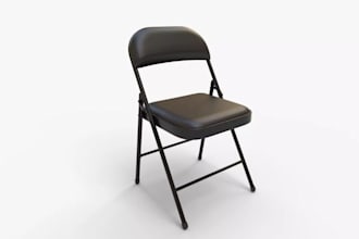 create folding chair design, metal frame furniture cad production drawing render