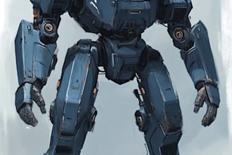 do mecha illustration in awesome details