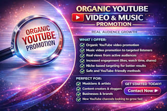 organic youtube video promotion, videos music promotion