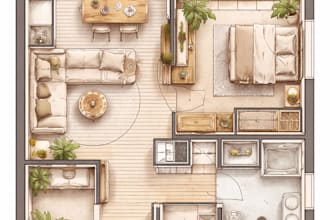 2d apartment floor plan with furniture layout