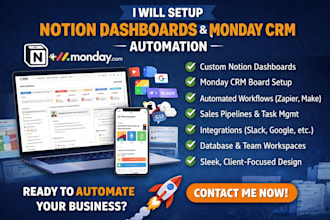 be notion expert setup notion board and dashboard monday crm automation workflow
