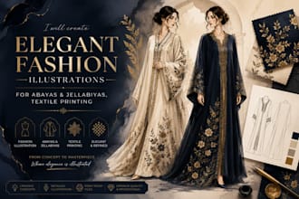create elegant abaya design jellabiya design fashion illustrations textile print
