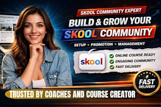 skool community setup, management, and skool community promotion, online course