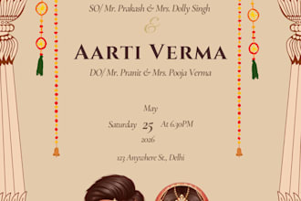 design wedding invitation with custom illustration