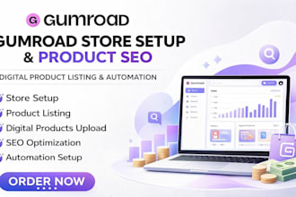 setup gumroad store, do digital product listing and gumroad product seo