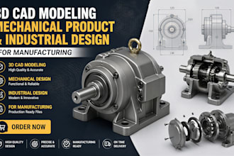 do 3d cad modeling, mechanical product and industrial design for manufacturing