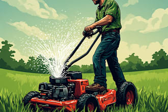 design landscape, lawn care, mowing and irrigation logo