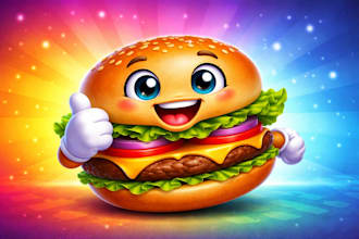 create 3d food mascot avatar burger pizza peanut character