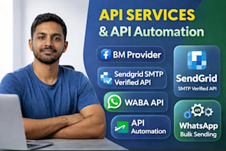 build whatsapp api, sendgrid stmp, bulk email sender, facebook business manager