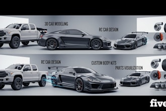 3d car modeling, rc car model, 3d truck, car parts, car animation, car body kit