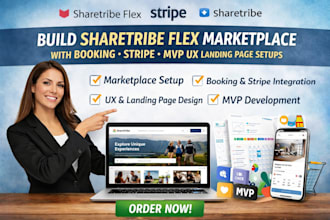 build sharetribe flex marketplace with booking stripe mvp UX landing page setups