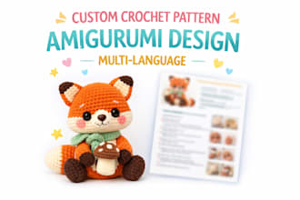 create crochet and knitting patterns in multiple languages, amigurumi toy design