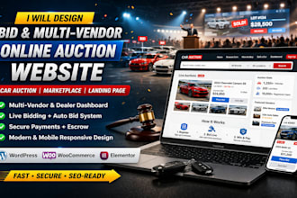 design bid multi vendor online auction website car auction website landing page