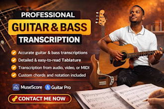 do guitar music transcription into guitar tab music sheet,pro tab bass tab pdf