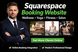 design squarespace booking website for wellness yoga fitness salon website