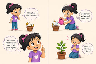 draw no ai children story book illustration, book illustration