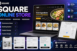 design square online store, square website redesign and booking system