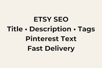 write etsy SEO title, description and tags