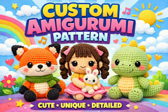 design custom amigurumi crochet patterns for toys, dolls and animals