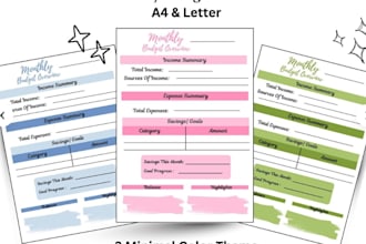 create an editable monthly budget planner template canva