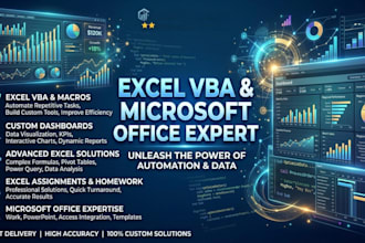 be you r excel vba, excel assignments, macro and microsoft office expert