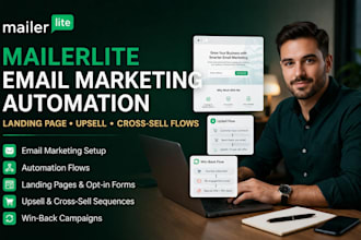 setup mailerlite email marketing automation landing page upsell cross sell flows