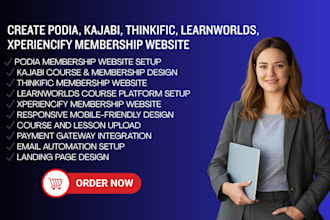 create podia, kajabi, thinkific, learnworlds xperiencify membership website