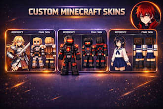 desighn custom minecraft skins, HD, pvp, smp skins for java and bedrock edition
