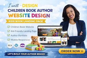 design children book author website design kids book landing page wix wordpress